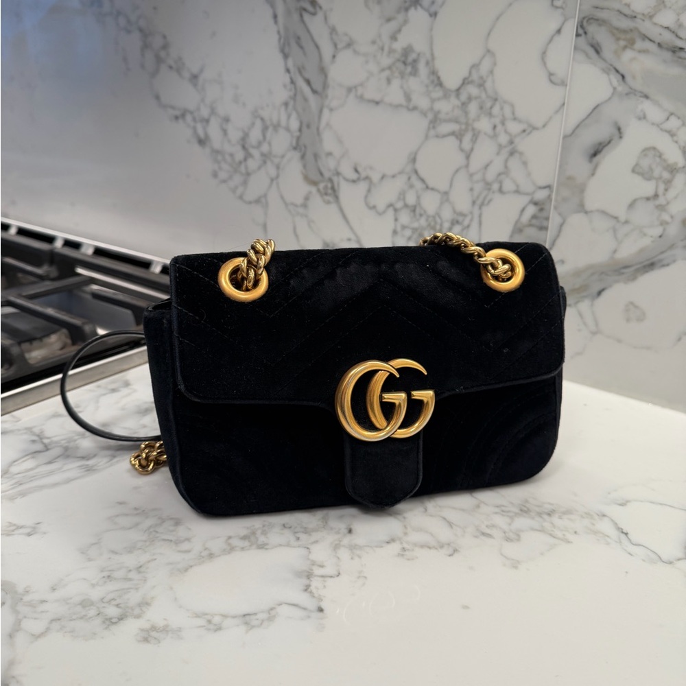 Black Gucci marmont velvet Bag